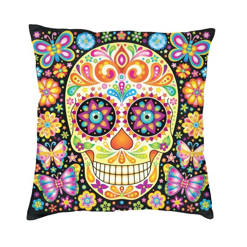 Luxury Day Of The Dead Throw Pillow Cover Home Decor Custom Square Mexican Sugar Skull Cushion Cover 45x45cm Pillowcover