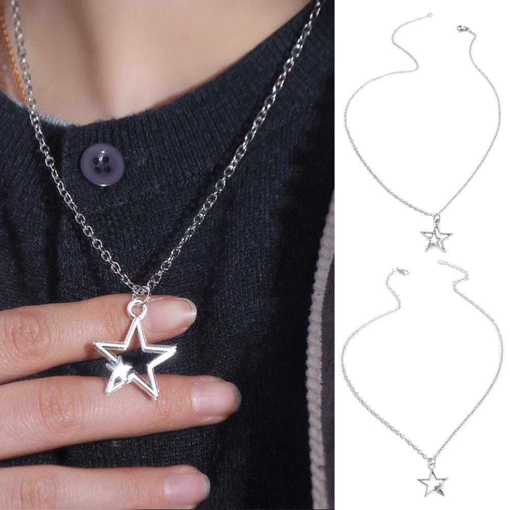 Zinc Zinc Alloy Vintage Pentagram Necklace Hollow Choker Korean Clavicle Chain Star Pendant Necklace Gift