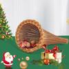 Cesto Cornucopia di Natale Cesto in Rattan a Forma di Corno Grande Capacità Cesto Portaoggetti Multiuso Decorazione per la Casa del Ringraziamento