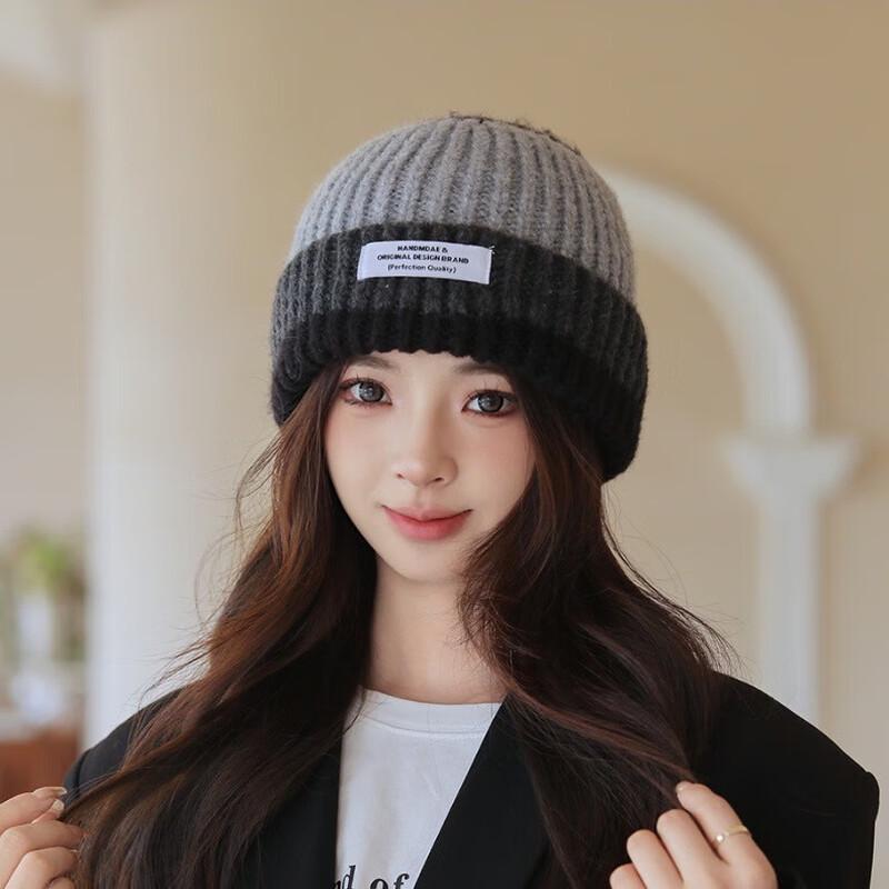 Junbie Chunky Knit Thickened Color-Block Beanie 56-58 cm