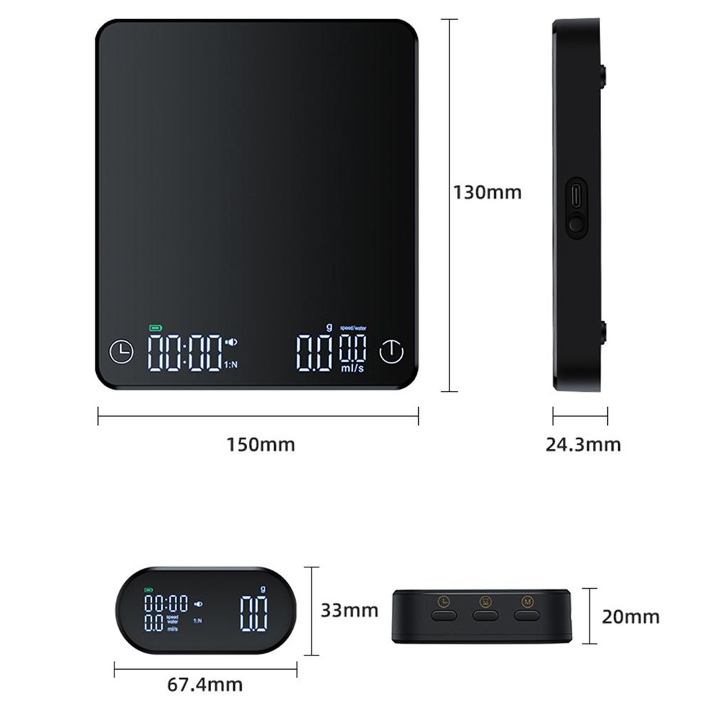 LED Wireless Display Kaffee Skala Multifunktionale Küche Skala 5kg 0,1g Espresso USB Lade
