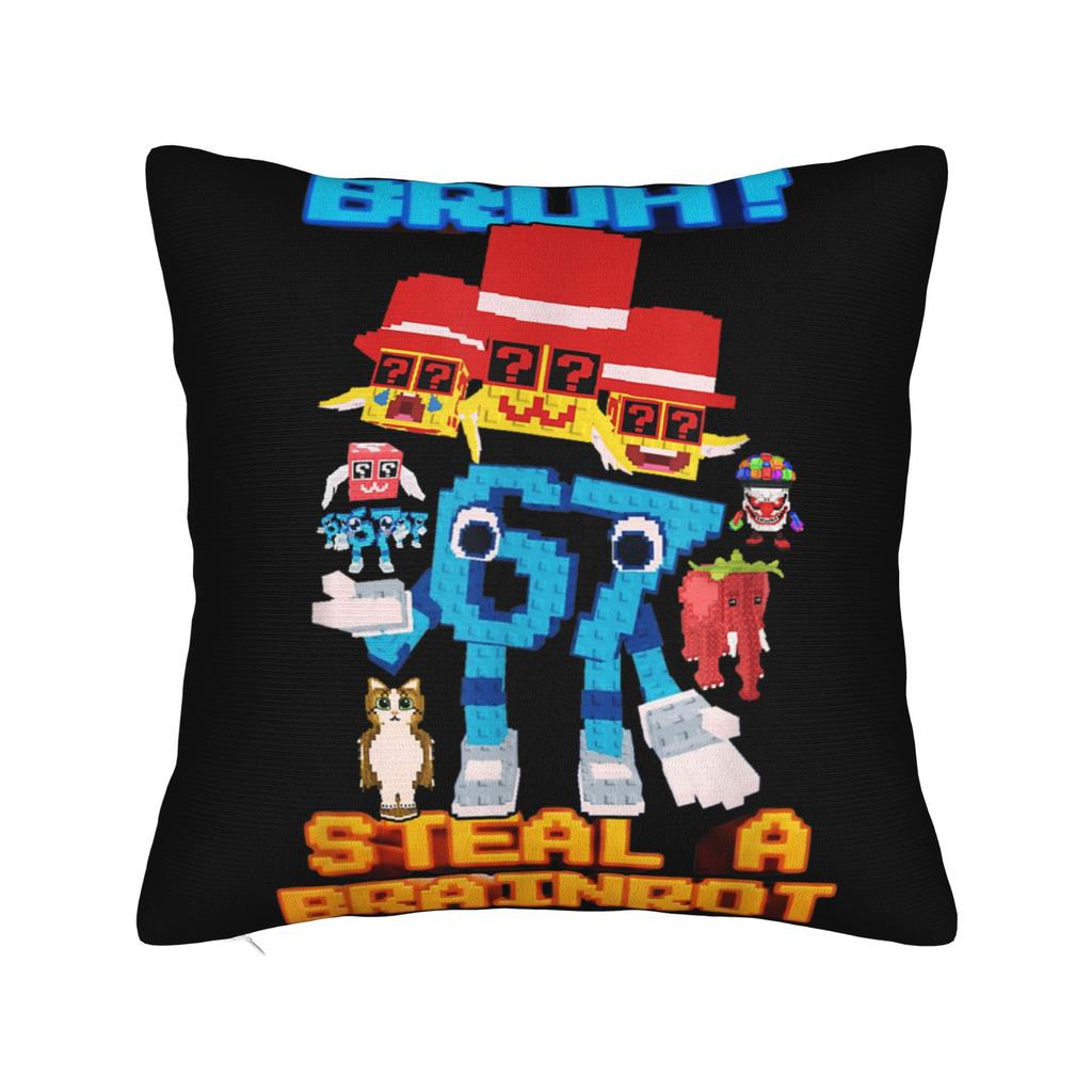67 Six Seven 6-7 Funny Italian Brainrot Meme Pillow Cover  Soft Cushion Cover Cute Funny Pillow Case For Sofa Bedroom Home Decor