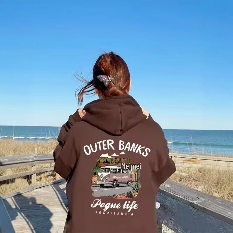 Outer Banks Pogue Life Graphic Hoodie - Casual Polyester