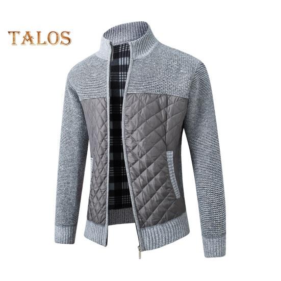 

Мужской свитер, пальто на молнии, воротник-стойка, пэчворк, длинные рукава, контрастный цвет, большой размер, облегающий крой, плотная верхняя одежда, эластичная повседневная куртка на осень-зиму с L светло-серый