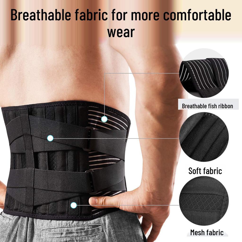 Breathable Lumbar Support Belt for Back Pain Relief - Unisex Four Seasons Waist Brace with Steel Plate Support