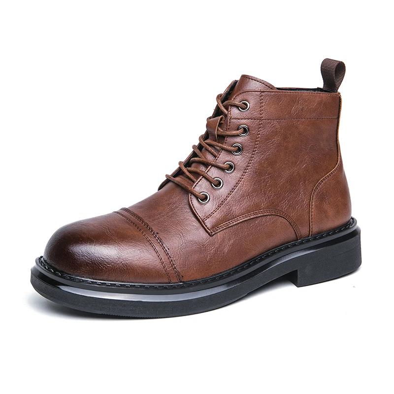 Fashion Outdoor Men Boots Anti-slip Wearable Boots Lace Up Versatile Male Leather Shoes Business Ankle Boot Dating Loafers Shoes