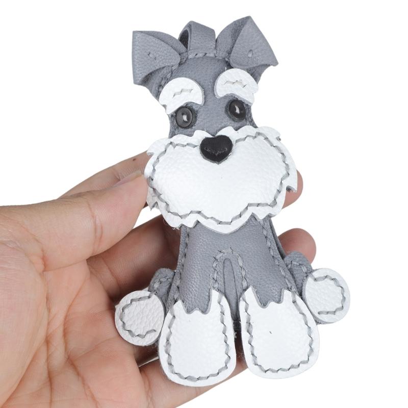 Elegant Schnauzer Dog Keychain Fashionable Schnauzer Leather Key Chain Charm Handcrafted Keychain for Gifts