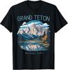 Grand Teton Retro US Wyoming Jackson Hole Jezero Vintage Parky Tričko