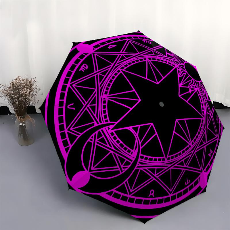"Enchanted Star Mandala: Mystical Symbolic Artwork for Decor"Umbrella, Portable 3-Fold Compact Umbrella for Men & Women ES49