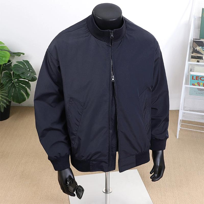 Herren Doppelreißverschluss Stehkragen Baseballkragen Freizeitjacke