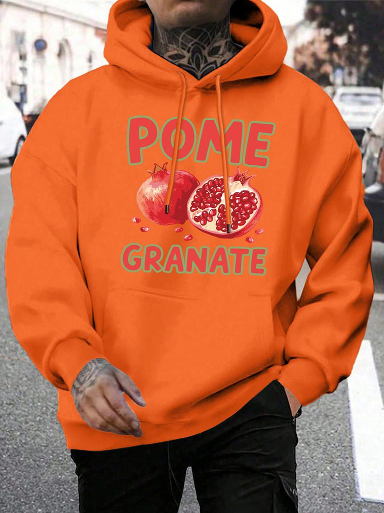Pome Granate Fresh Fruit Printing Men Hoodies Hip Hop Loose Man Hoody Autumn Fleece Streetwear Casual Pocket Male Clothing