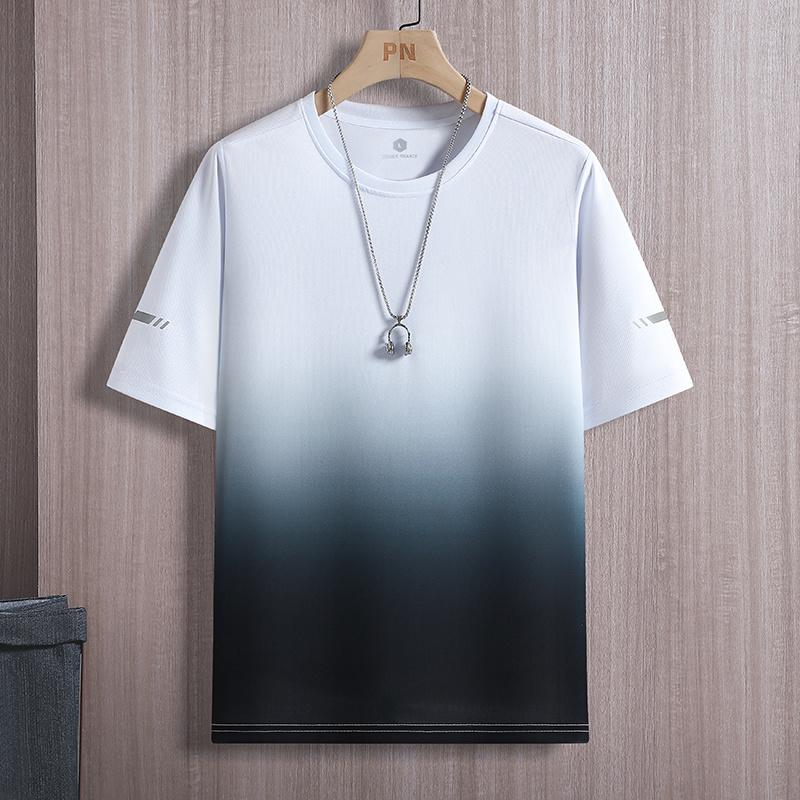 Maglietta Casual Estiva Girocollo Moda Manica Corta Uomo Gradiente Sportiva Pullover T-shirt Top