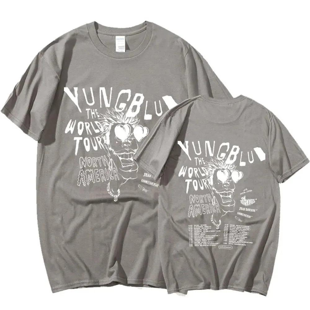 

Yungblud 2024 World Tour футболка унисекс оверсайз с круглым вырезом и коротким рукавом модные хип-хоп подарочные футболки для фанатов уличные топы S