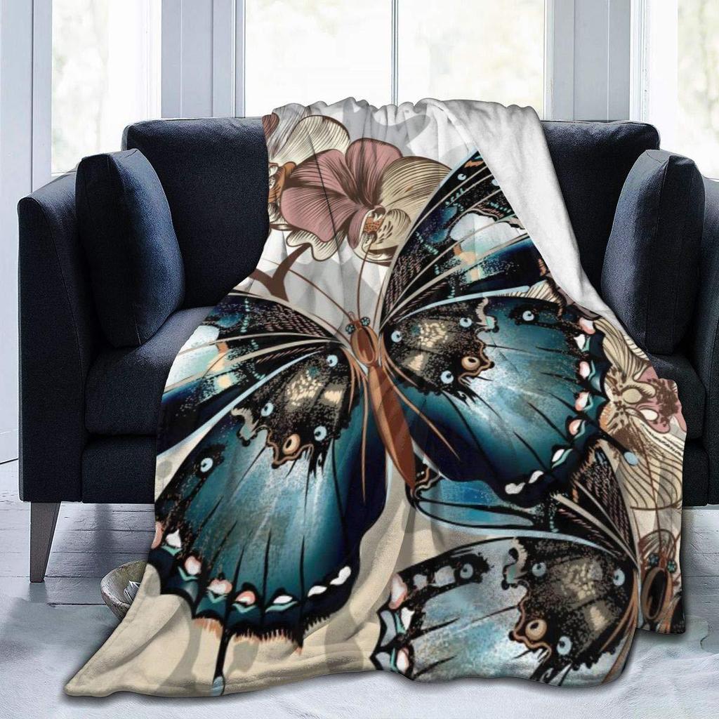 Butterfly Print Flannel Blanket Office Nap Blanket Blanket Thermal Blanket Sofa Blanket Knee Blanket