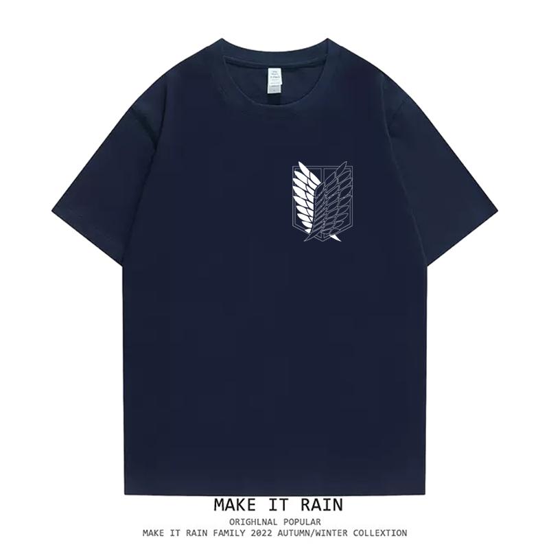 Attack Giant Wings of Freedom Cartoon Anime Oversize High Street Men and Women Short Sleeve T-Shirt Summer