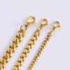 304 Stainless Steel Polished Cuban Chain Necklace: Fashionable Men's and Women's Six-Sided Titanium Clavicle Chain.