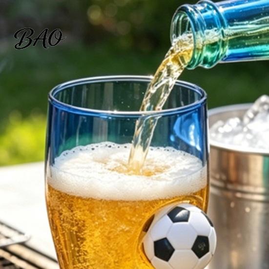 Large Capacity Wine Glass Soccer Beer Glass, 420ml Craft Pint Mug Party Atmosphere Decor with Football Decor, Pub Drinking Cup for Home Bar