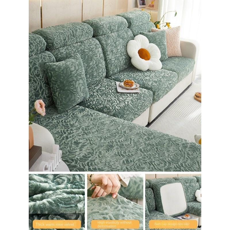 

Эластичный чехол для дивана из розового бархата, универсальный, новый утолщенный нескользящий чехол для дивана, зимний зимний чехол XXL