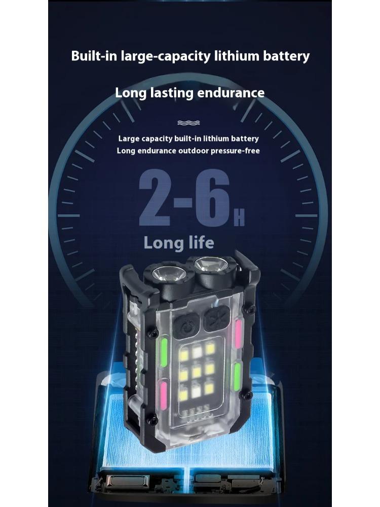 Protable Mini Keychain Flashlight Rechargeable Pocket Torch Light Outdoor EDC Mini Keychain Work Light with Cap Clip Tail Magnt