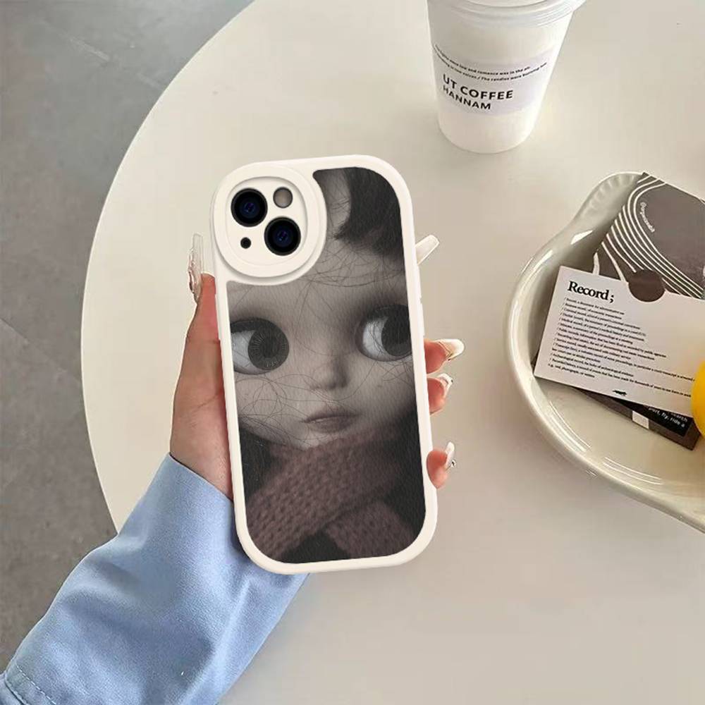 Dark Cute Girl Doll Leather Phone Case For IPhone 16 16e 15 14 13 12 11 Pro Max Plus Mini Cover