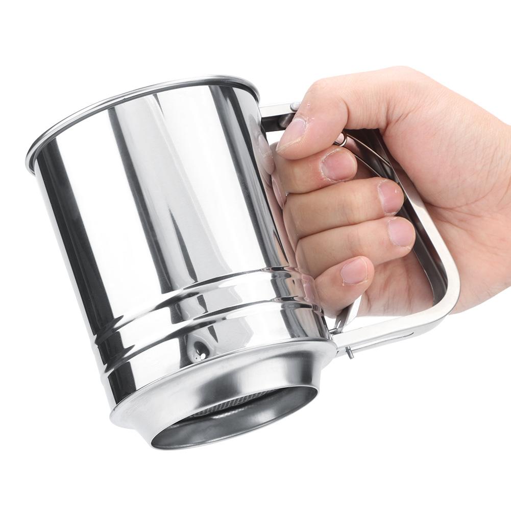 Kjøkken Rustfritt Stål Dobbelt Lag Manuell Melsikt Sikt Sil Kjøkken Matlaging Bakeverktøy