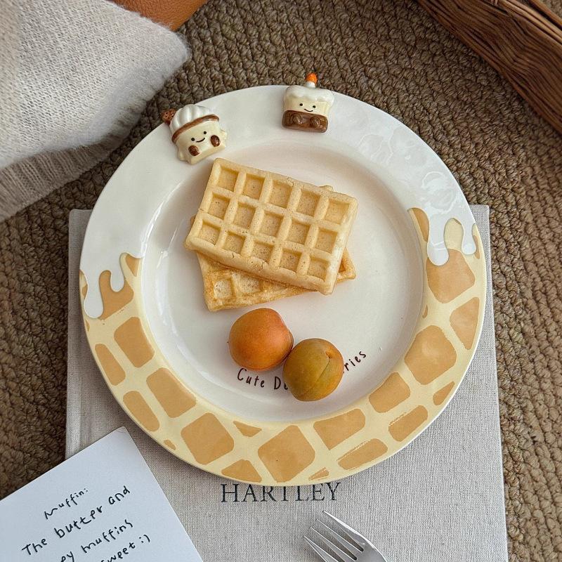 

Box Batch Dessert House Series Underglaze Ceramic Dessert House 8.5 Inch Plate Disc Home Kitchen Meal Gift 120m l