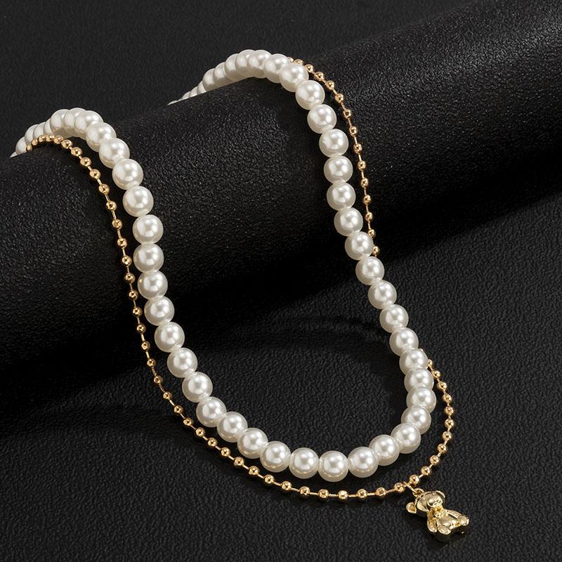Nouveau Collier de Perles Chaînes de Clavicule Hip-Hop Perles Homme Colliers Tendance Punk Crâne Pendentif Chaînes de Cou