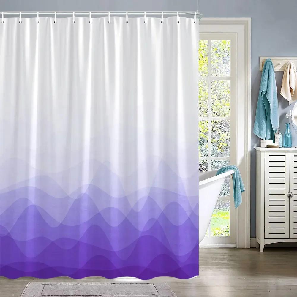 Colourful Gradient Minimalist Bathroom Curtains Abstract Geometric Lines Home Bathroom Decor Polyester Washable Shower Curtains