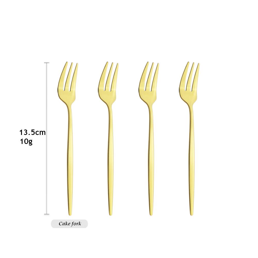 

4 шт., набор чайных вилок, маленькая вилка из нержавеющей стали, Золотая фруктовая вилка для торта, закуски, несколько цветов, вилка для салата, мини-вилка для торта, посуда золотой