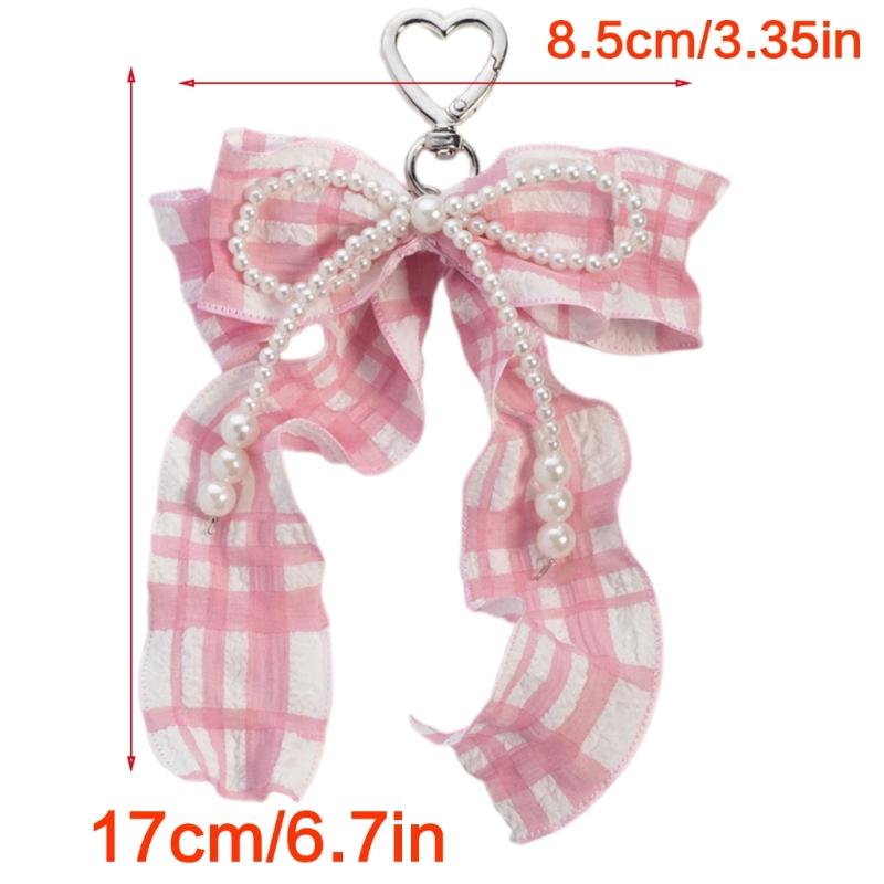 Pearls Bows Bag Charm Pendant Aesthetic Purse Charms Aesthetic Keychains Keyring for Women Backpack Purse Handbag Decors