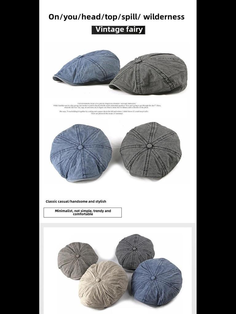 Unisex Vintage Cotton Duckbill Cap: Spring, Autumn & Winter Retro Solid Beret