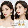 Sterling Silver Fan-shaped Crystal Pearl Earrings - Multi-color, Elegant Design, Versatile Women's Accessory