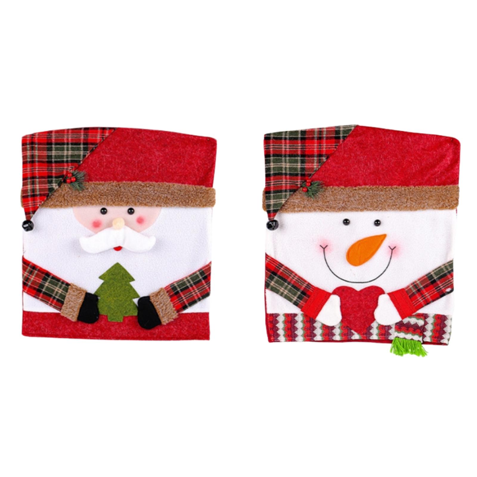 2Pcs Christmas Chair Covers Xmas Dining Chair Covers Dinner Chair Seat Cover for Kitchen Dinning Room Holiday Party Decor