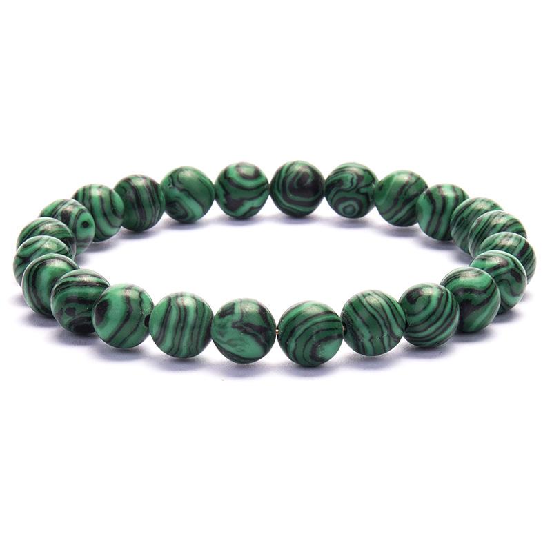 New European & American Style Cross Bracelet, 8MM Natural Stone Beaded Fashion Accessory