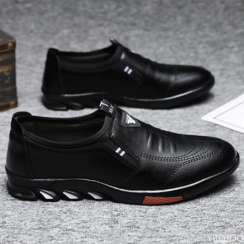 Fashion Spring Autumn Men's Leather Shoes Casual Walking Breathable Sneakers Man Trendy Formal Shoe Fashion Lace Up Shoes Zapatos Hombre