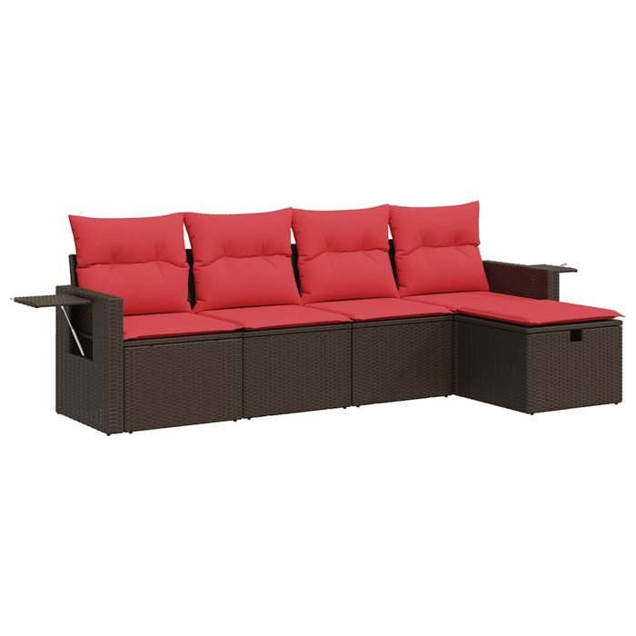 VidaXL Salon de jardin avec coussins 5 pcs marron résine tressée 3325470