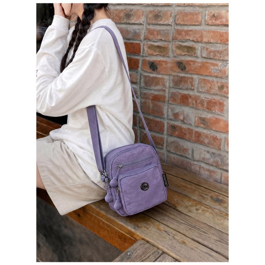 Shoulder Bag Women Nylon  Multi Compartment Adjustable Strap Daily Commute