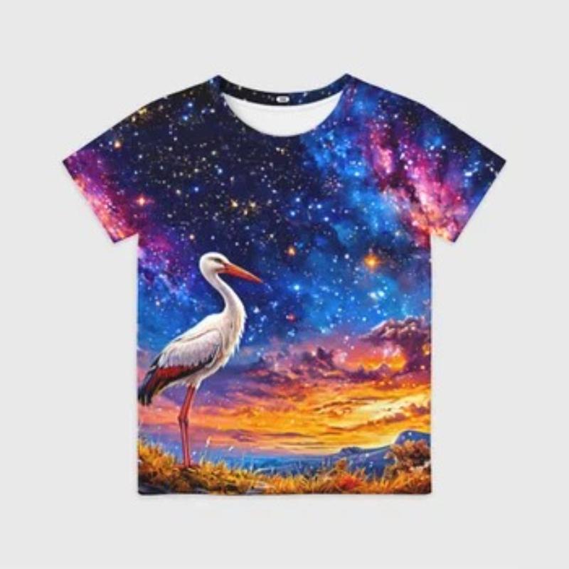 

Children s Starry Sky Animal Printing Paint Colors T-shirts Girls Fashion Soft Comfortable T-shirts 110