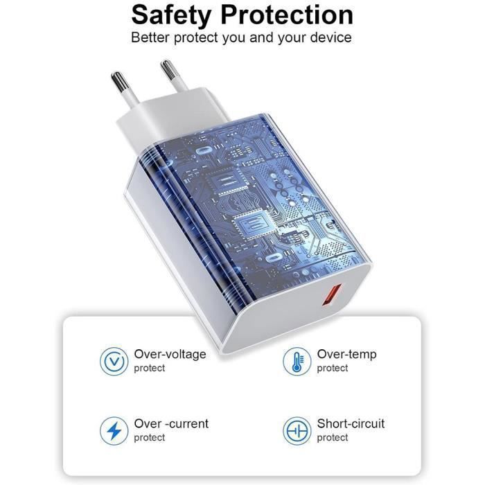 Chargeur USB 33W - E.F.Connection - Câble USB-C 6A 1M - Charge rapide - pour Redmi Note 15/Note 14Pro plus/ Note 13 15C/14C/12C