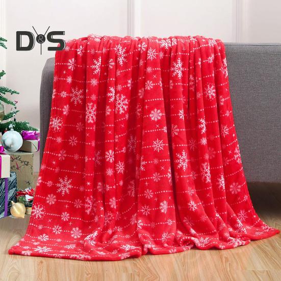 Winter Christmas Blanket Snowflake Elk Printed Thickened Plush Machine Washable Office Nap Dormitory Home Bed Sofa Travel Cozy Warm Blanket