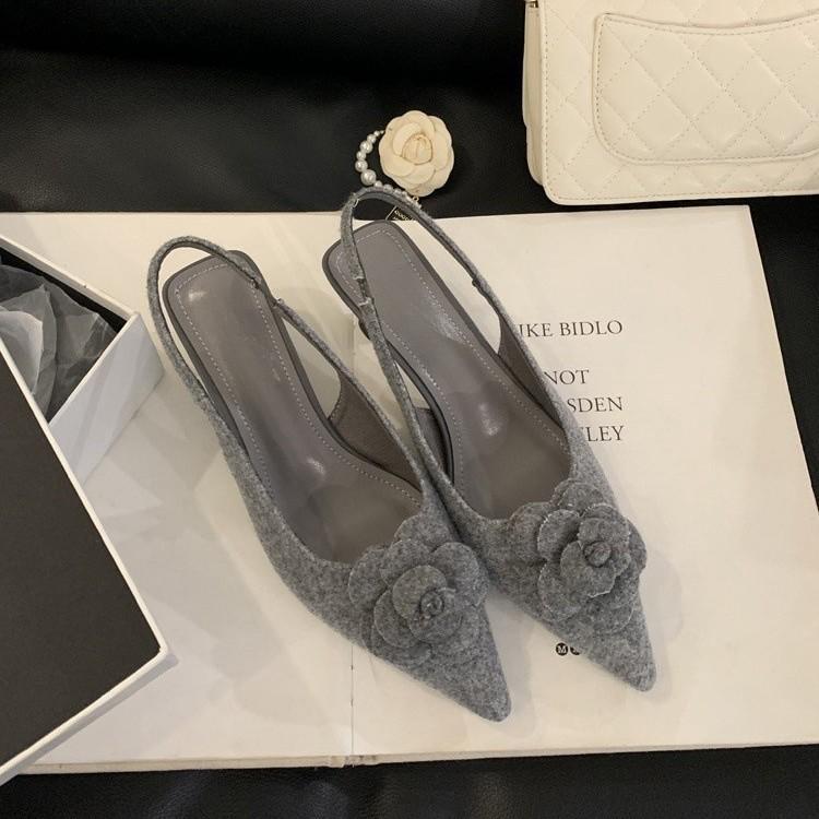 High Heels Bag Head Sandals Fairy Shoes Spring and Summer Pointed Single Shoes