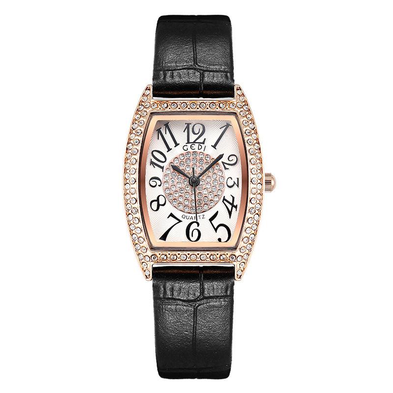 Retro Wine Barrel Women'S Watch Light Luxury Diamond-Encrusted High-End Belt Watch Women'S Waterproof Quartz Watch
