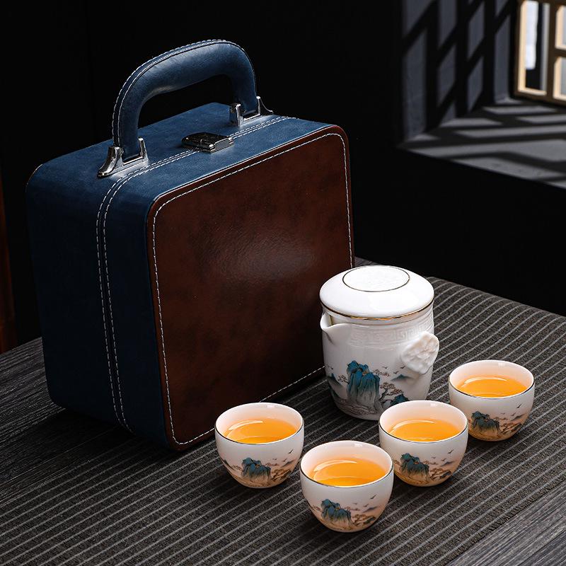 Panda-Themed Jade Tea Set 2024: Cultural Sichuan Travel Set - Perfect for Home, Outdoor Use & Gifts