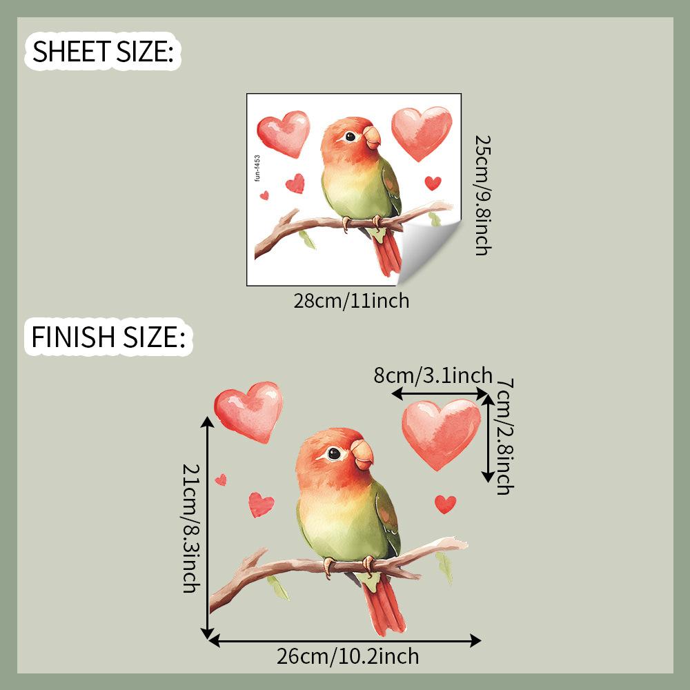 

Милый попугай сердце стеклянное окно украшение дома и декор наклейки на окна