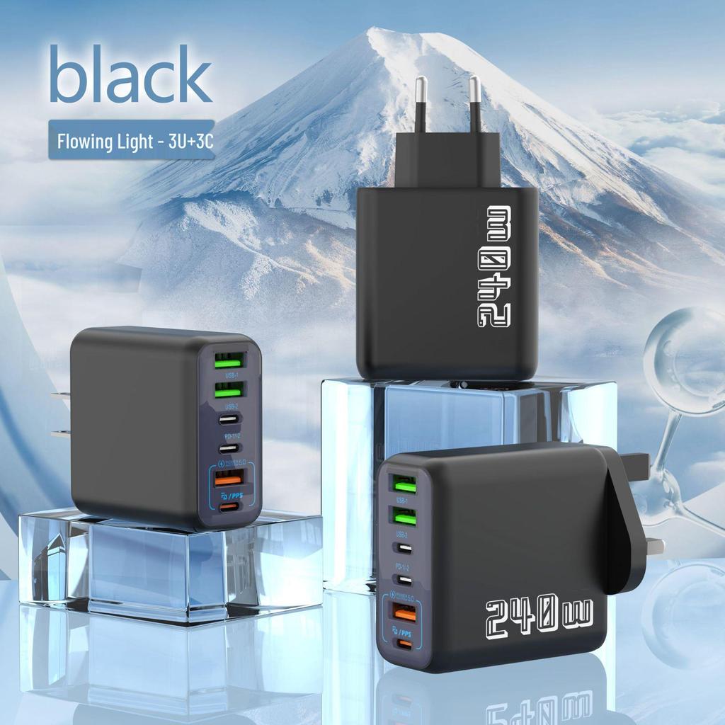 240W Multi-Port Mobile Charger: 3 USB + 3 PD, Fast Charging 5V/3.1A