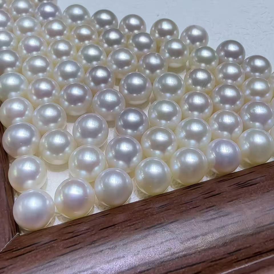Zhuji 8-9mm Freshwater Pearl Loose Beads, 5A Grade, Near Flawless, Round, Semi-finished.
