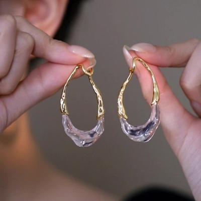 Irregular Water Drop Resin Splicing Stud Earrings Exaggerated Earrings Fashion Earrings Women