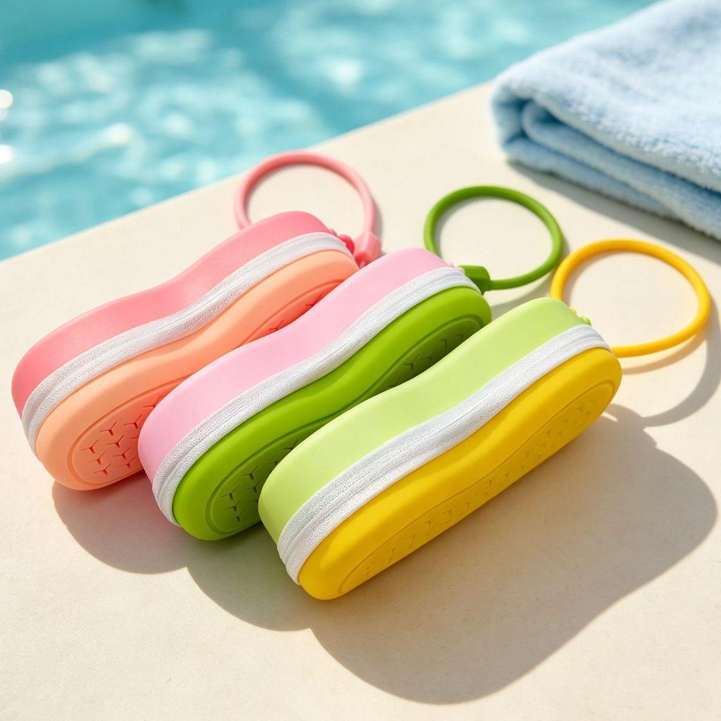 Portable Silicone Goggle Case with Double-Sided Ventilation Holes and Spacious Capacity, Featuring a Fashionable Handle.