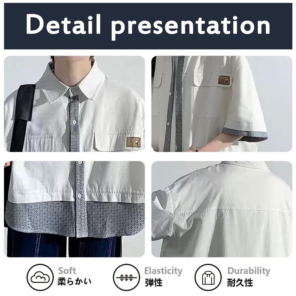 Summer Short Open Loose Plus Layered Summer Size XL [FJLTDCP] Men's Shirt, Sleeve, Button-Down, Collar, Fit, Sizes, Style, Popular, Simple, Stylish,