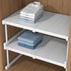 Expandable Wardrobe Organizer Adjustable Storage Shelf for Cabinets and Closets Use Carbon Steel Organization Rack